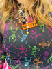 Colorful Skeleton Long Sleeve Mesh Top (Reg. and Plus)