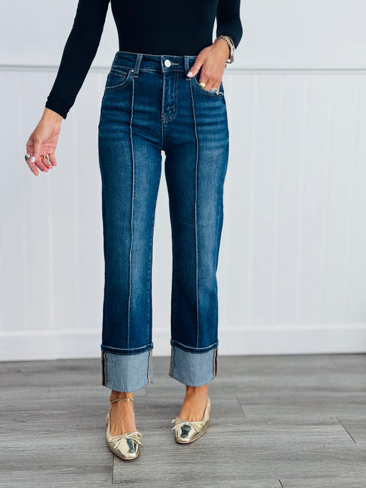Risen Dark Short And Sweet High Rise Cuffed Jeans (Reg. & Plus)