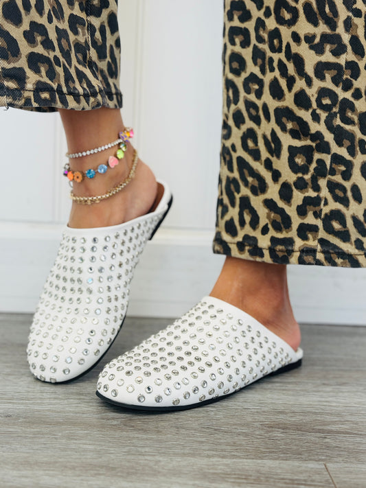 White Spotlight Stud Mules