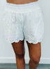 White Eyelet Lace Scalloped Hem Shorts (Reg.)