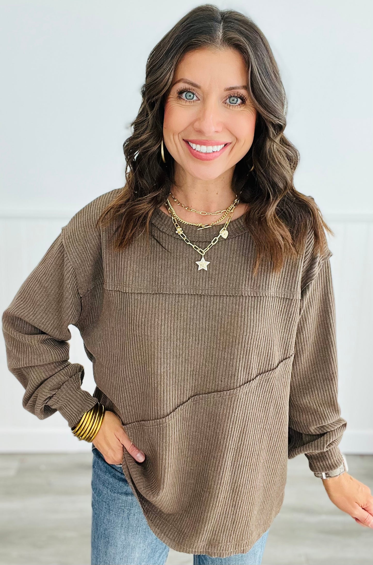 Andree Ribbed Long Sleeve Tunic Top (Reg. and Plus) - 6 Colors