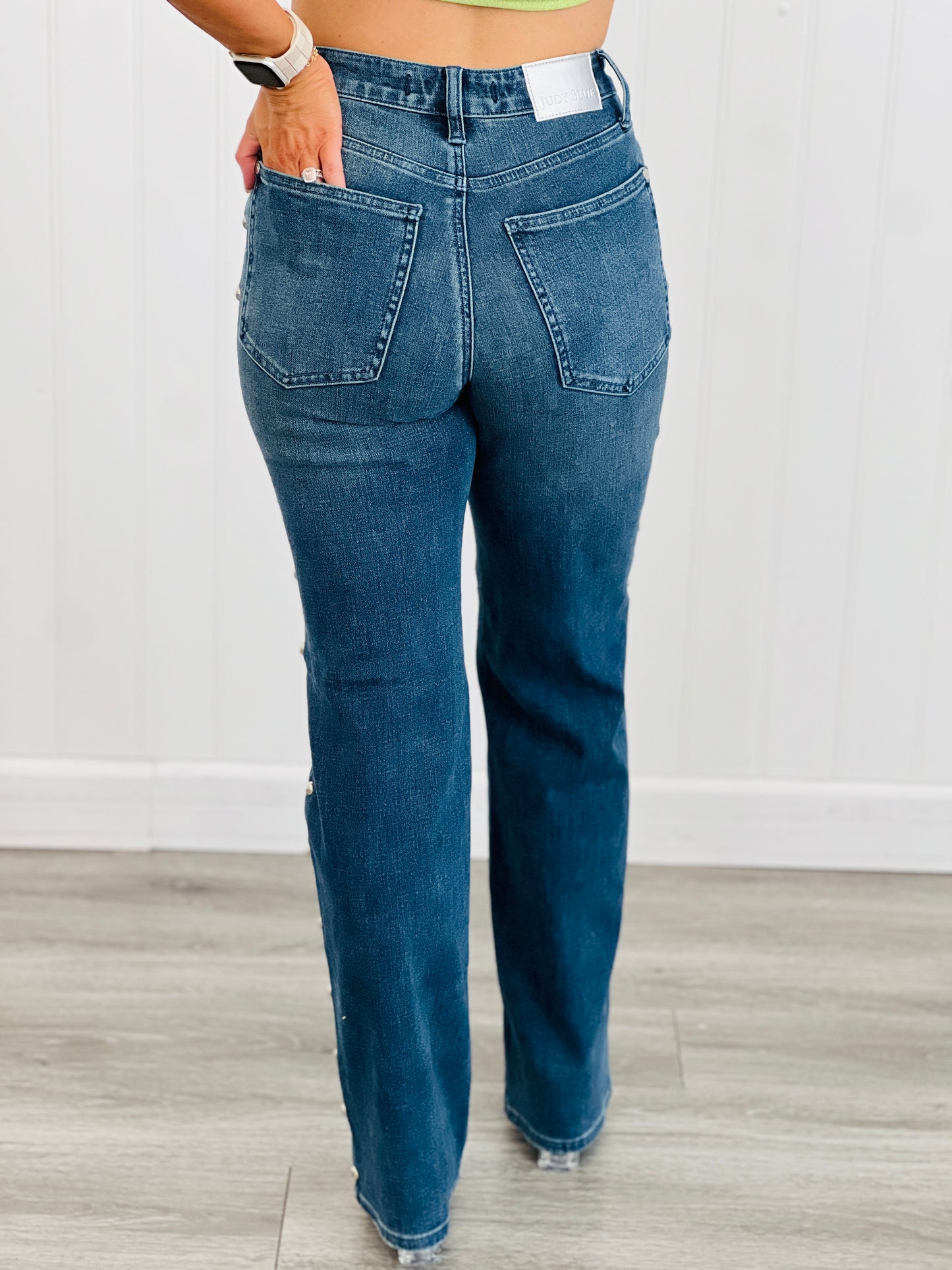 Judy Blue Studded In Sweetness Straight Jeans (Reg. and Plus)