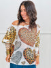 Multi Leopard Heart Print Top (OS & Plus)