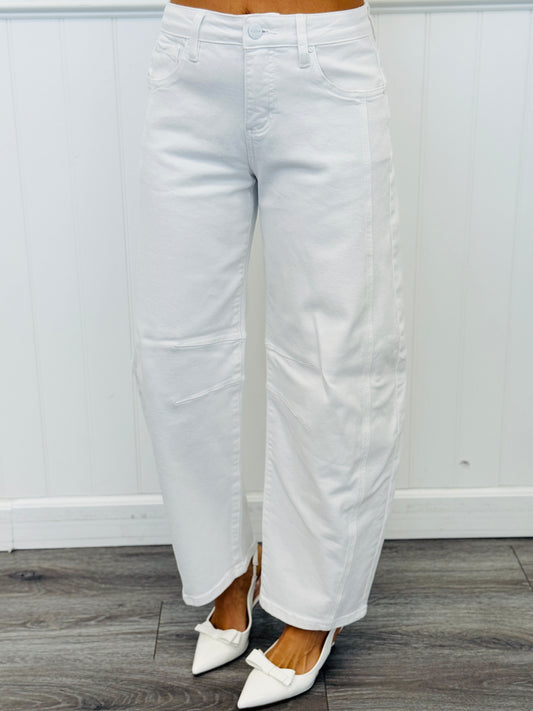 Risen White Tummy Control Cloud Nine Barrel Jeans (Reg & Plus)