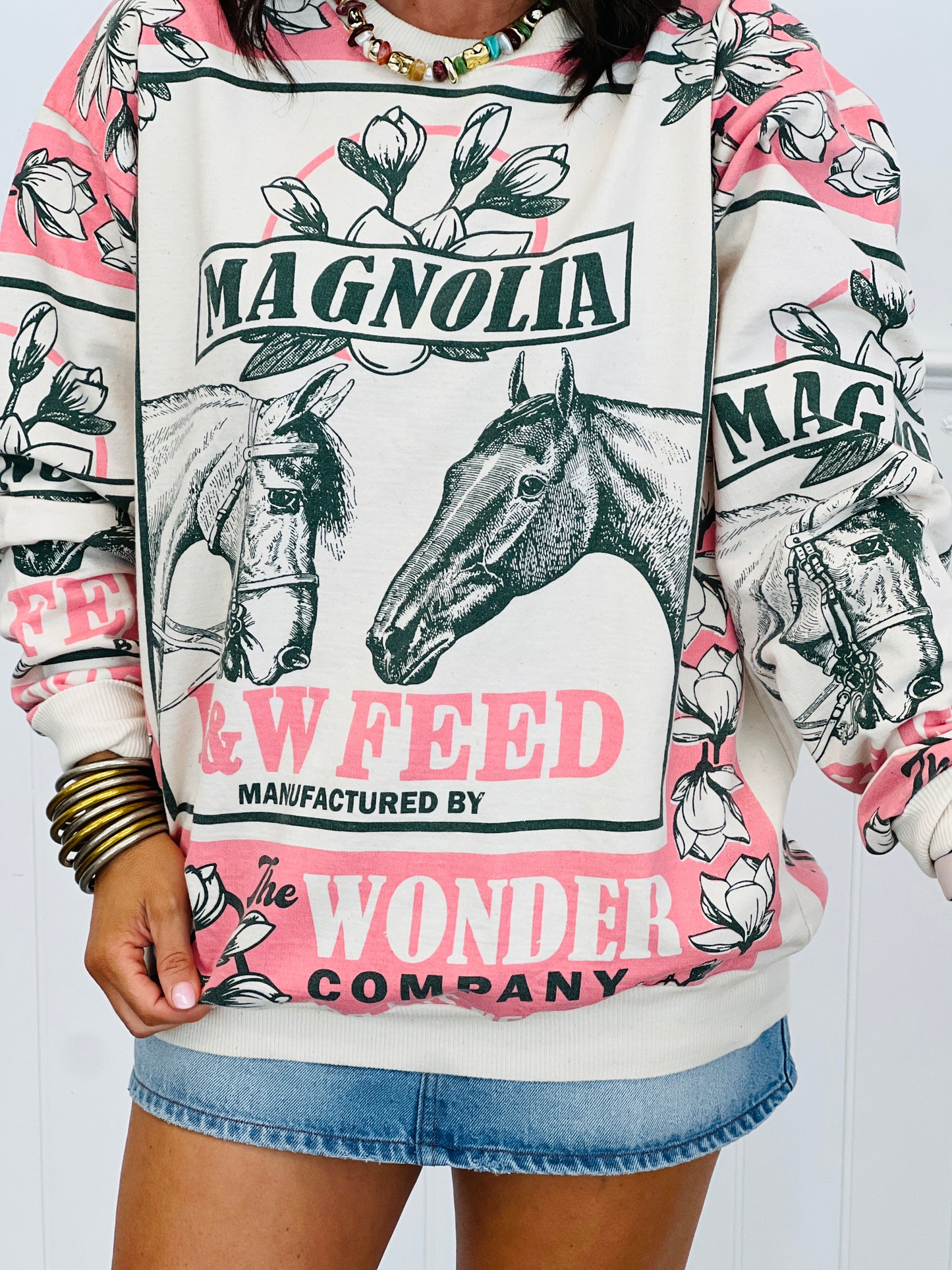Pink Horse Print Sweatshirt (Reg.)