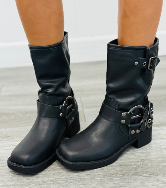Black Take Me Back Moto Boots
