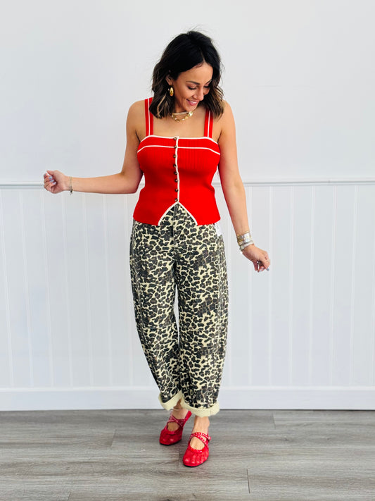 Flame Red Strappy Sweater Top (Reg.)