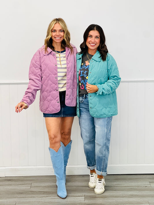 Quilted Hearts Padded Jacket (Reg)-2 Colors