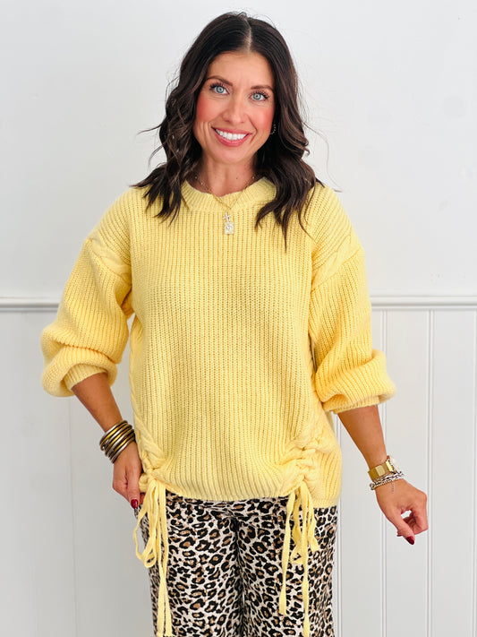 Yellow Ribbed Knit Sweater Top (Reg.)