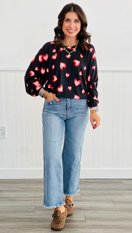 Black/Red Thermal Long Sleeve Top (Reg. and Plus)