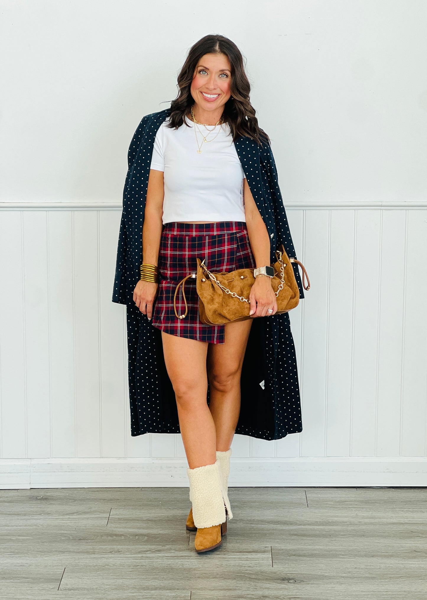 Navy Polka Dot Duster Jacket (Reg & Plus)