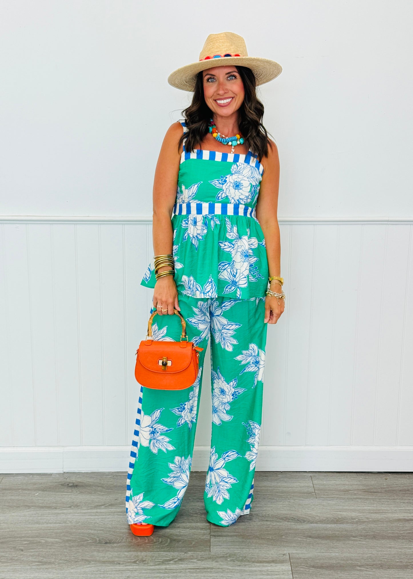 Floral Breeze Contrast Stripe Pants (Reg.) - 2 Colors