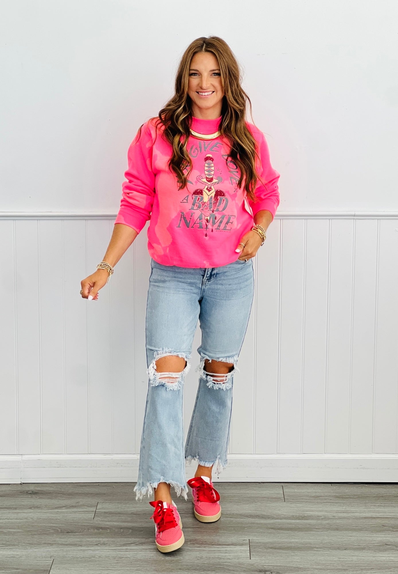 A Bad Name Bleached Sweatshirt (Reg. and Plus)