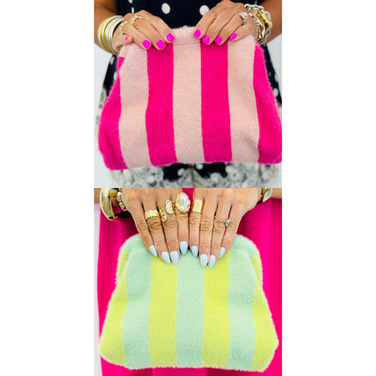 Soho Stripe Design Clutch Bag Makeup Pouch (2 Colors)