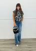 Leopard Print Mock Neck Bubble Blouse (Reg & Plus) - 2 Colors