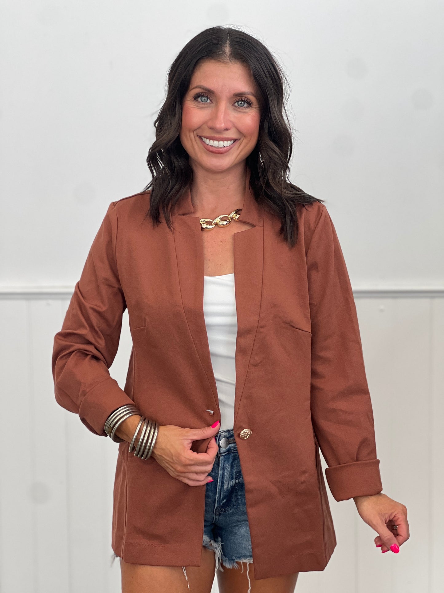 Dear Scarlett Gold Button Blazer (Reg. and Plus) - 7 Colors