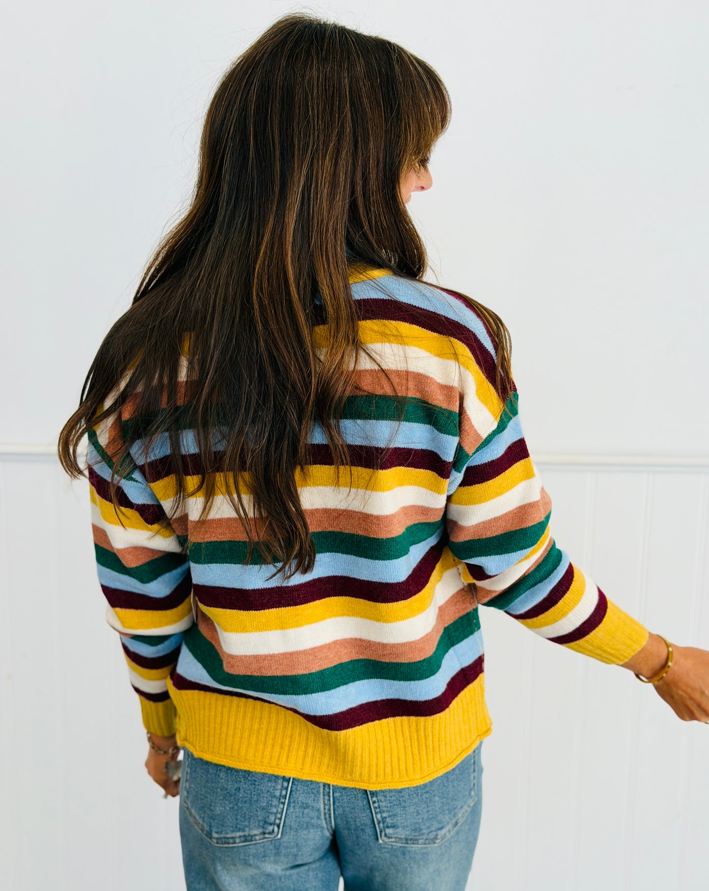 Multi Brown Horizon Stripe Sweater Cardigan (Reg.)