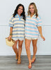Striped Collared Polo Tee Top (Reg.)-2 Colors