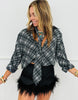 Black Plaid Button Up Blouse (Reg.)