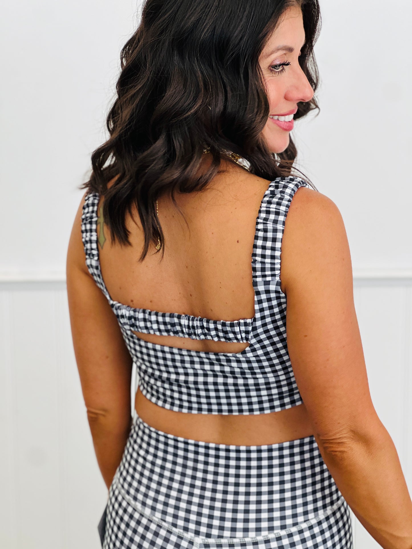 Gingham Print Ruched Bra Top (Reg.) - 2 Colors