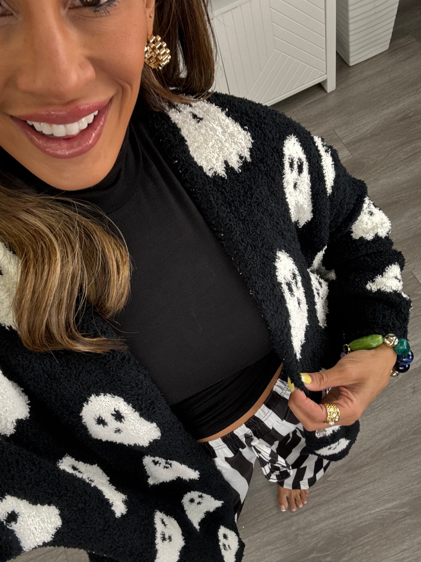 Reversible Black Ghost Cloud Cardigan (One Size & Plus)