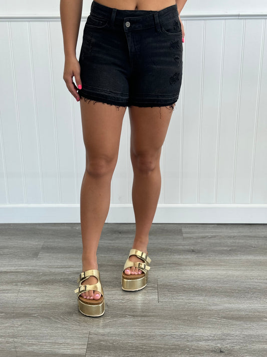 Black Stretch Crossover Shorts (Reg)