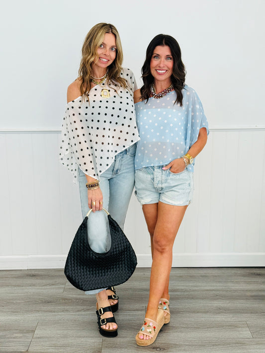 Polka Dot Crop Poncho Top (Reg.)-2 Colors