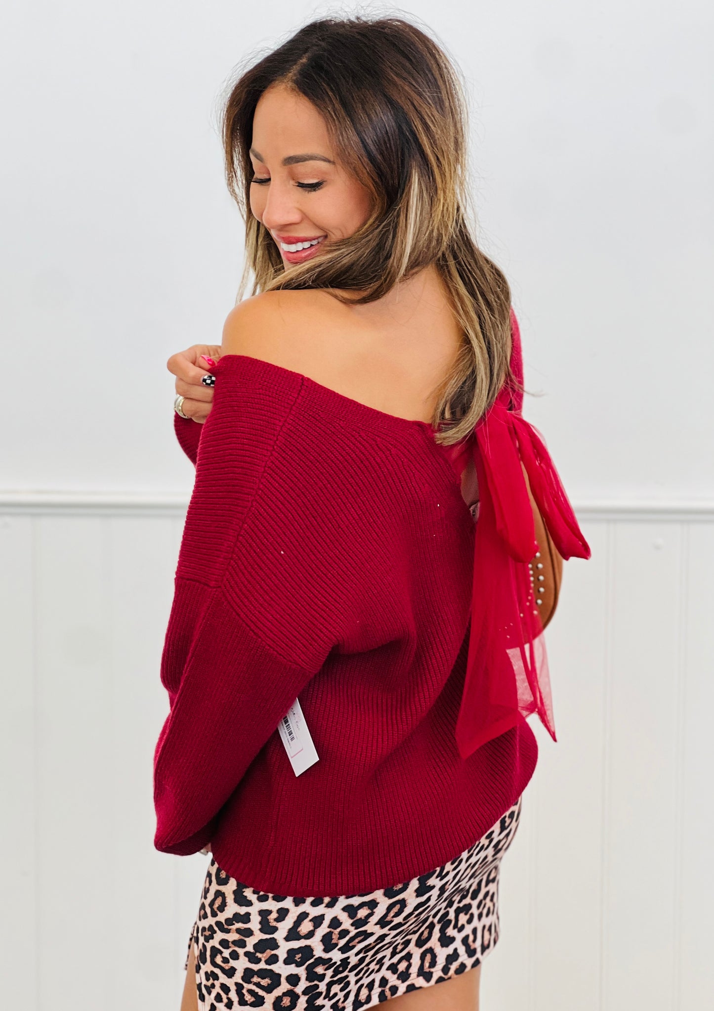 Back Bow Tie Sweater Knit Top (Reg.)-5 Colors