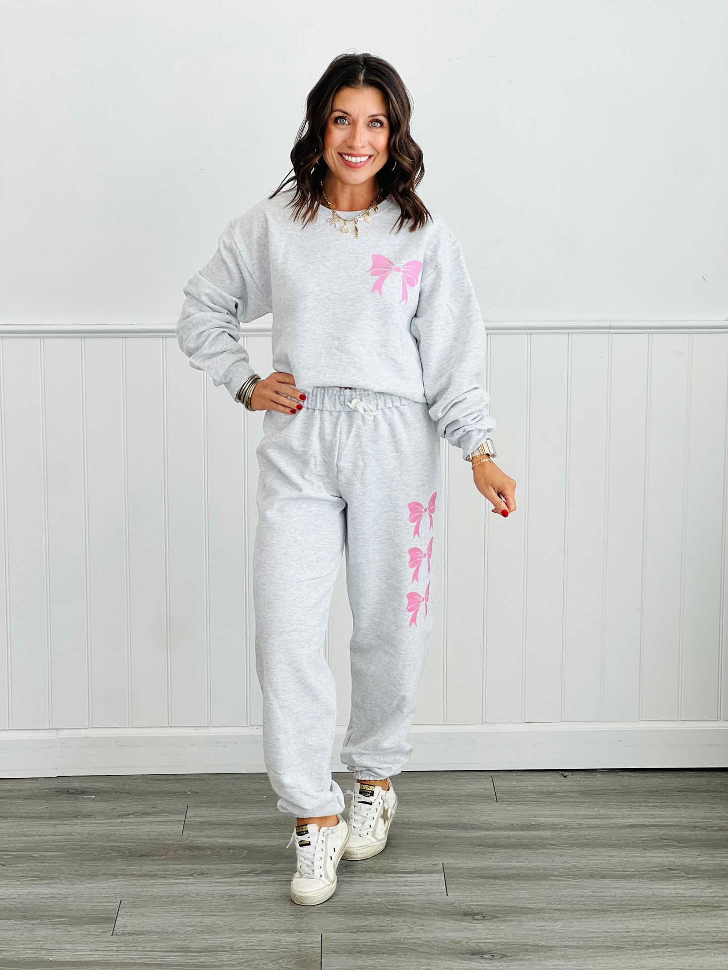 Heather Grey Fab-Bow-Lous Sweatpants (Reg. and Plus)