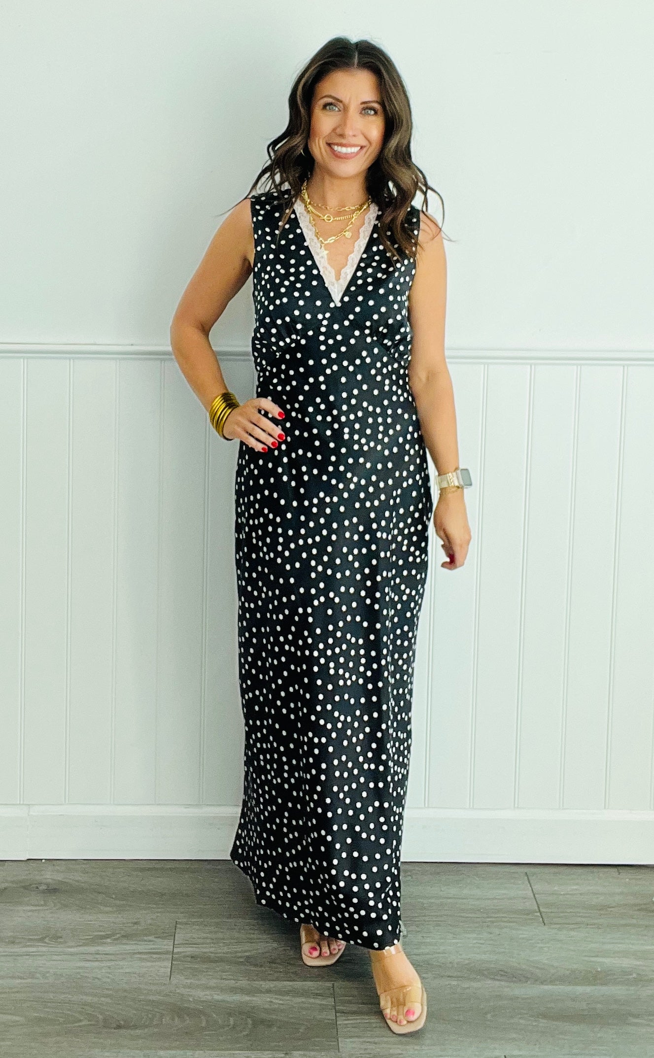 Polka Dot Perfection Sleeveless Maxi Dress (Reg)