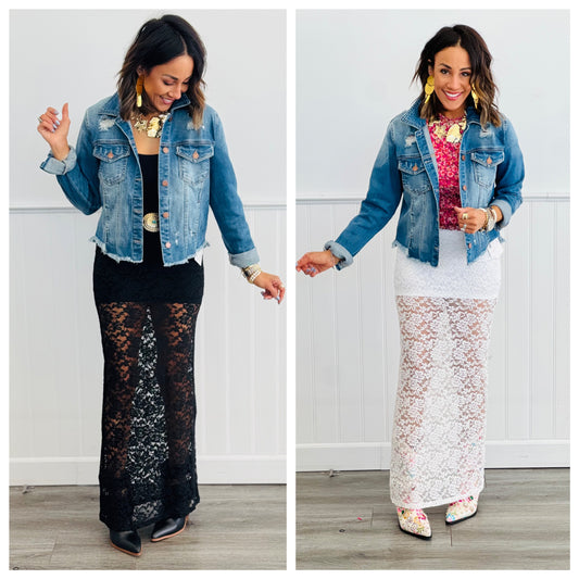 Lace Maxi Skirt (Reg.)- 2 Colors