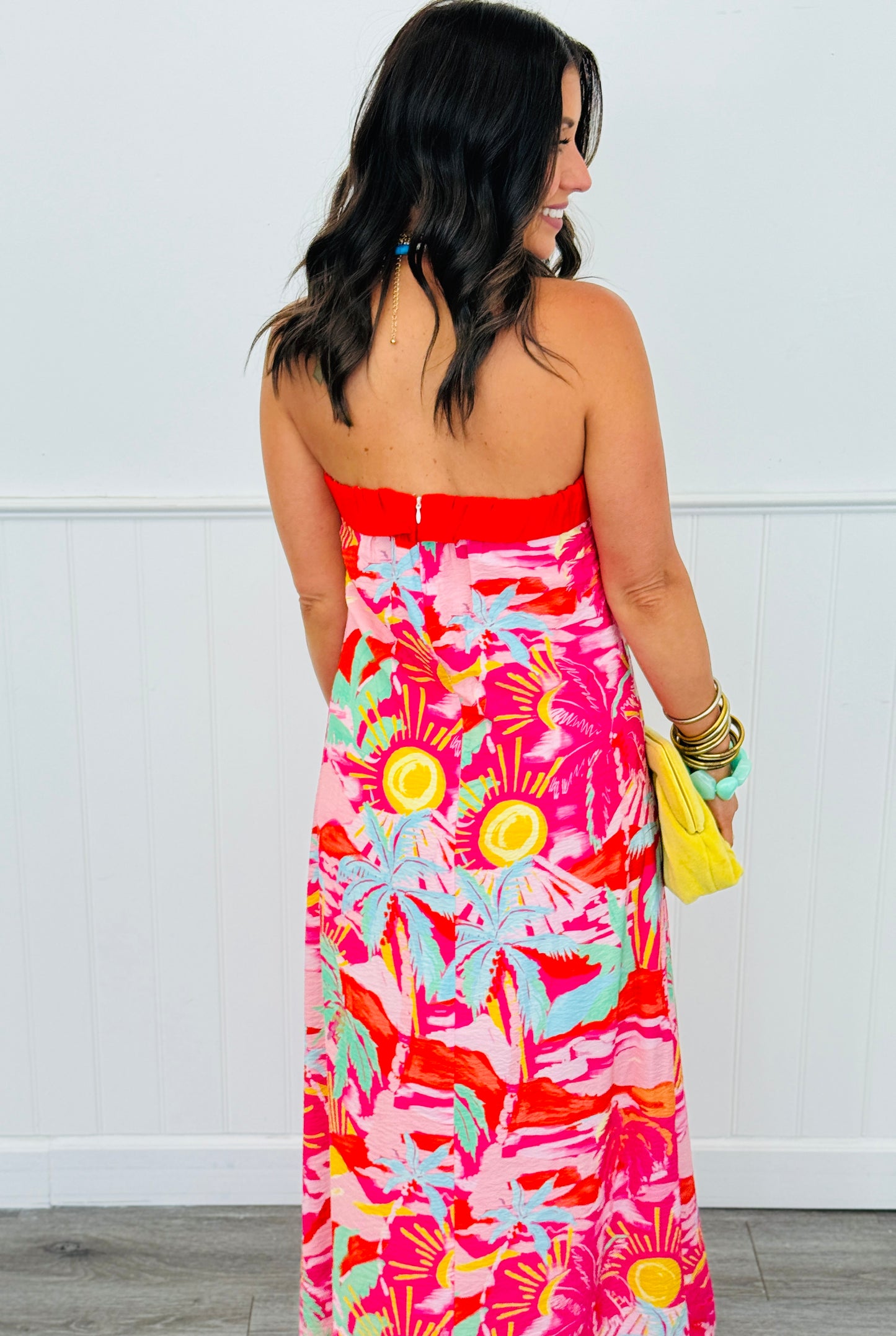 Pink Multi Floral Strapless Maxi Dress (Reg.)