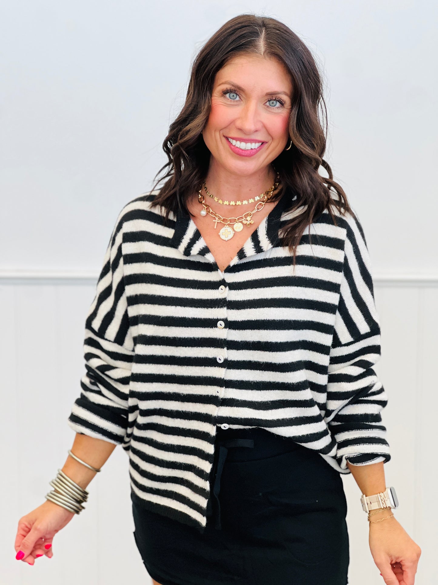 Black Striped Gigi Cardigan (Reg.)