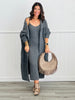 Grey Maxi Sweater Dress & Cardigan Set (Reg & Plus)