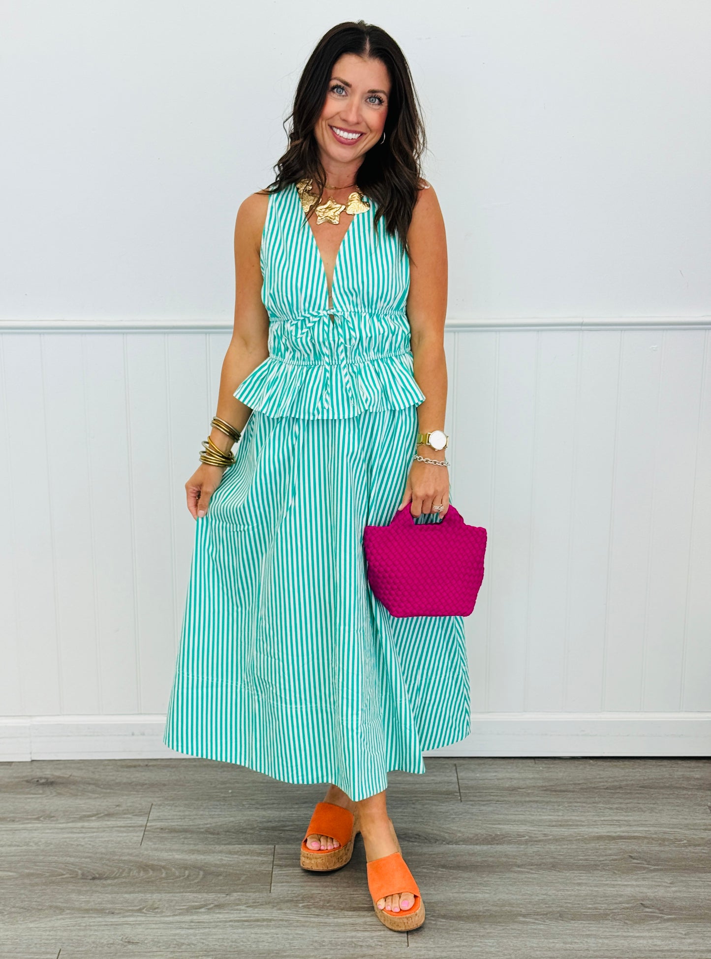 Striped Flowy Midi Skirt (Reg)- 3 Colors