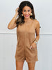 Brown Suede Boat Neck Romper (Reg.)