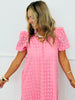 Pink Eyelet Midi Dress (Reg & Plus)