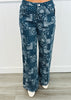 Denim/White Paisley Wide Leg Jeans (Reg.)