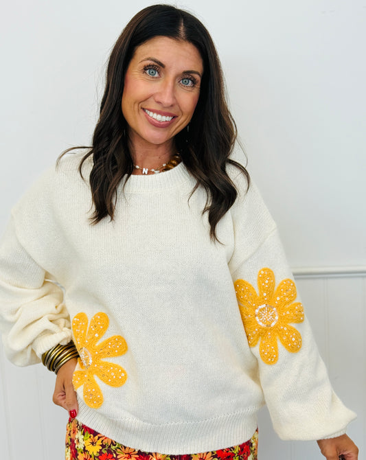 Floral Applique Sweater Top (Reg. and Plus)