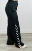 Black Lace Up Detail Top & Pants Set (Reg.)
