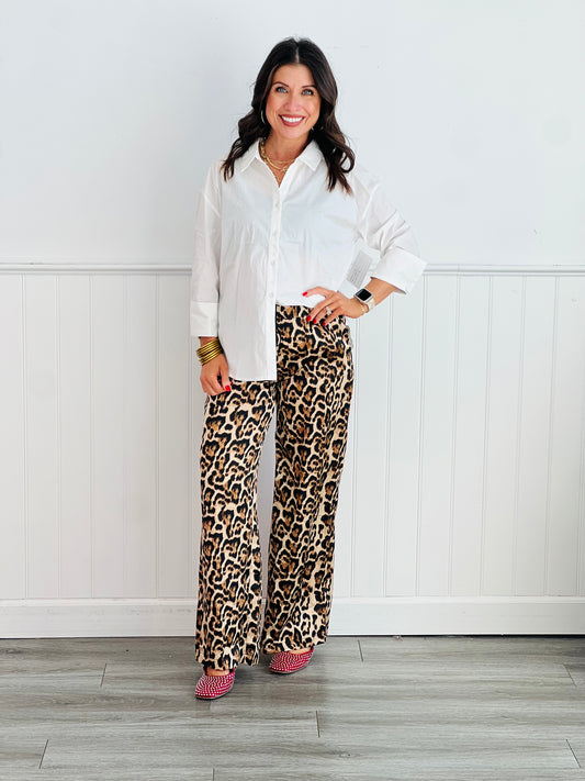 Off White Loose Fit Back Button Down Top (Reg. and Plus)