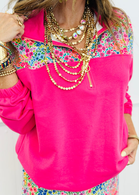 Mia Falling For Florals Printed Pullover Top (Reg. and Plus)