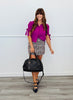 Fuchsia Lainey Tie Sleeve Top (Reg. and Plus)