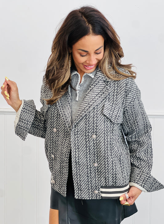 Charcoal Double Breasted Bomber Jacket (Reg.)