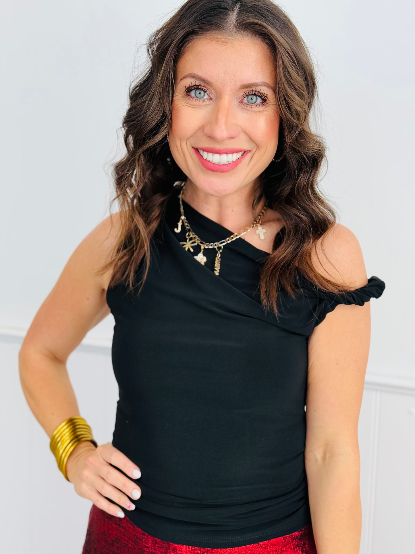 One Shoulder Fitted Top (Reg. & Plus) - 12 Colors