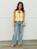 Butter Yellow Floral Embellished Top (Reg.)