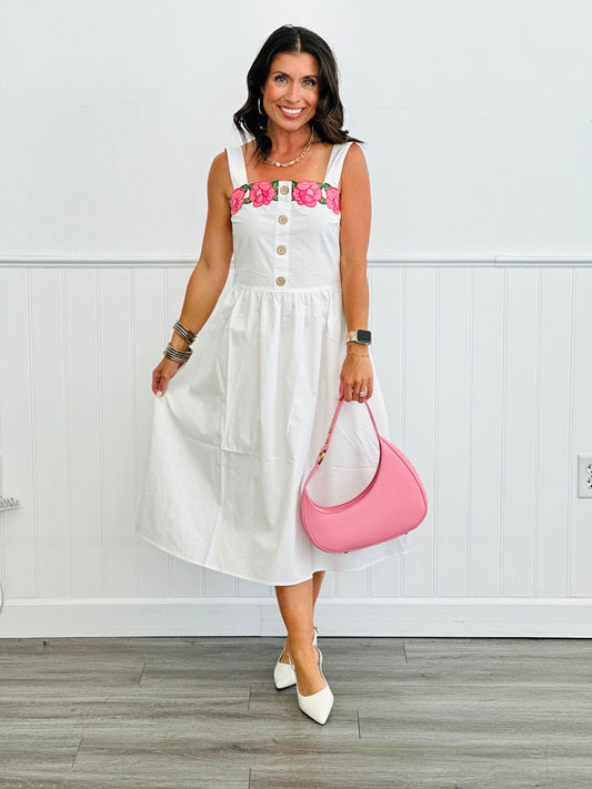 White Embroidered Midi Sundress (Reg & Plus)