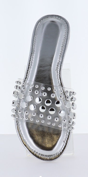 Silver Studded Clear Connection Sandals