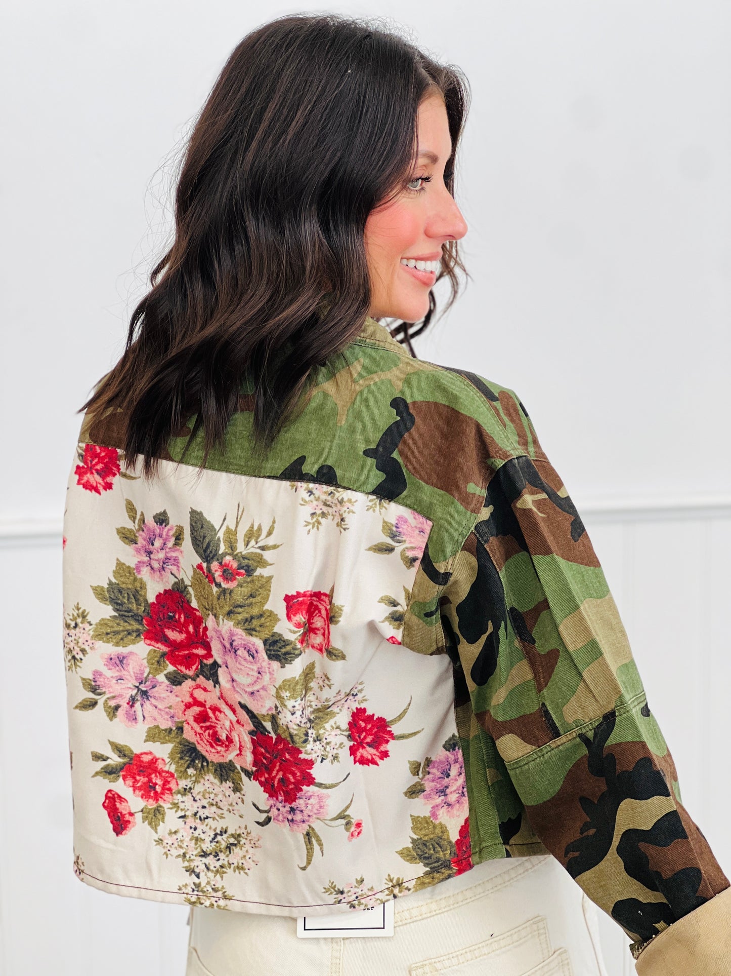 Camo Print Contrast Floral Jacket (Reg.)