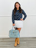 Navy/Cream Dot Button Down Cardigan (Reg.)